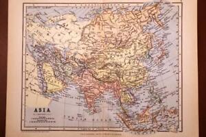 1898 Rare Antique Chambers Atlas Map Asia Excellent Detail