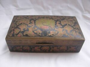 Antique India Niello Brass Box Late 19th Or Early 20th