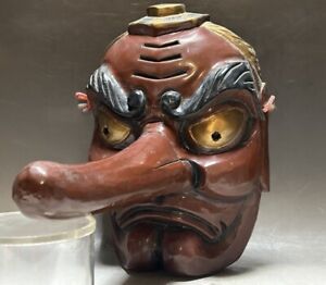 Tengu Mask 432 Japanese Large Vtg Wood Demon Devil Oni Hannya Noh Kabuki Kagura