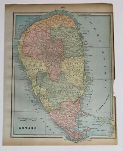 1893 Map Of Ceylon Gaskell S Family Business Atlas Bird S Eye View Holy Land