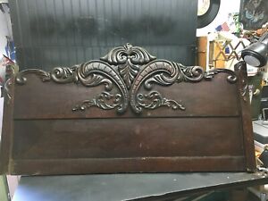 Antique Wood Architectural Salvage Head Board Pedimont 57in X 30in Wall Art