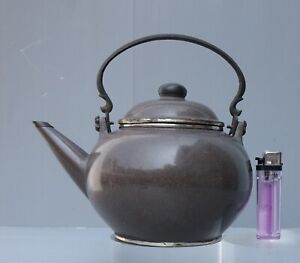 Antique 19th C Chinese Polished Globular Yixing Pottery Teapot