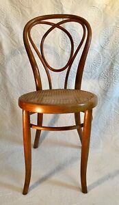 Antique Thonet Or Fischel Bent Wood Chair Caned Seat Late 19th Century Rare Form