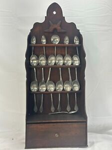 18th Century Spook Cutlery Rack Oak Probably English Great Look Antique Pewter
