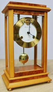 Rare Vintage Hermle Sohn 8 Day Striking Walnut 4 Glass Table Regulator Clock