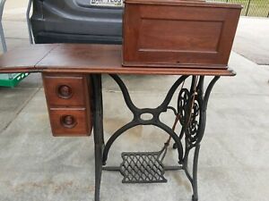 Antique Singer Sewing Machine 12 New Family Fiddle Base On Refinished Cabinet