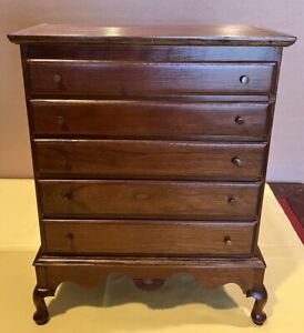 Miniature Artisan Chest On Frame Walnut Dovetailed Case 5 Graduated Drawers