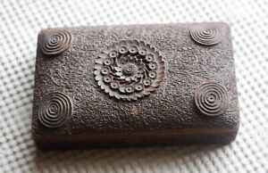 Antique Carved Wooden Box Box With An Intricate Floral Design