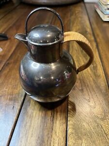 Antique Egw S International Silver Co Tea Coffee Pot With Rattan Handle