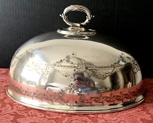 Antique English Silver Plate Meat Food Dome Display