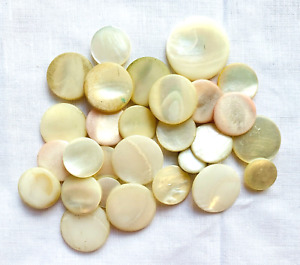 Large Lot Of 28 Beautiful Antique Vintage Shell Mop Pearl Sewing Buttons S140