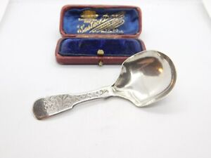 Victorian Sterling Silver Floral Caddy Spoon 1851 Birmingham George Unite