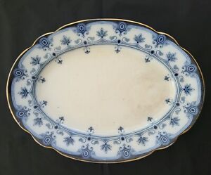 Rare Antique Art Nouveau Flow Blue Platter F Sons Ford Burslem Dudley 19 