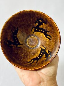 Chinese Antique Jizhou Ware Porcelain Bowl Deer Animal