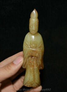 5 1 Old Han Dynasty Hetian Jade Carving Palace People Person Statue Sculpture