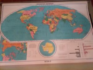 Rand Mcnally Physical Political World 63 Pull Down Map With Bracket