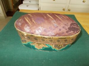 1800s Cardboard Shaker Style Box With Walpaper And Pictures Inside Pincushion To