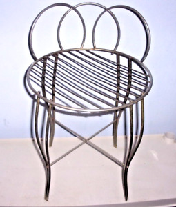 Vintage Mcm Vanity Stool Boudoir Chair Hollywood Regency Brass Finish Gold