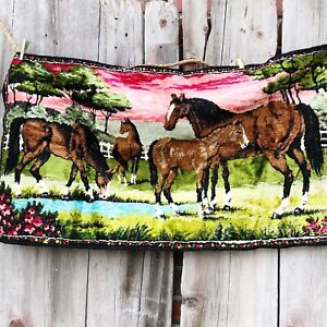 Vintage Horse Tapestry Wall Hanging Foal Trees Pasture 20 X 38 Denver Co