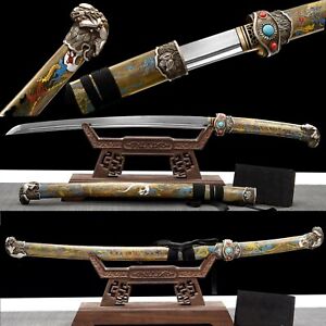 31 Japanese Samurai Sword Wakizashi Folded Steel Blade Brass Saya Sharp