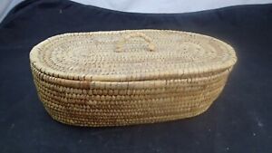 Antique Shaker Sewing Glove Box Woven With Lid 9 3 4 X 5 1 2 