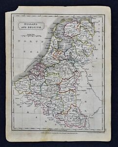 C 1840 Sydney Hall Map Holland Belgium Netherlands Amsterdam Brussels Ghent
