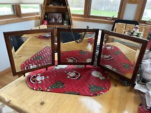 Antique Tri Fold Beveled Edge Vanity Shaving Table Top Mirror