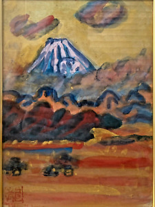  Fine Vintage Japanese Asian Impressionist Mt Fuji Landscape Painting Umehara