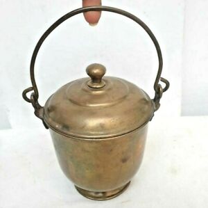 Old 1900 S Vintage Antique Unique Shape Fine Rare Brass Bucket Box