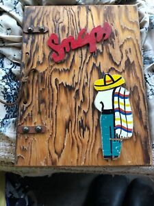 Antique 40s Handmade Cook Book Wood Binder Mexican Theme