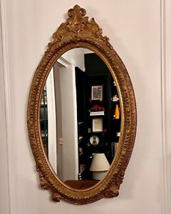 Antique Gilt Wood Oval Mirror
