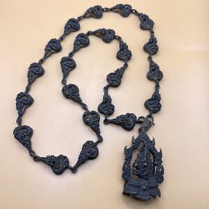 Unique Near Eastern Ancient Bronze Dragons Figures Chain Necklace