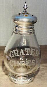 Old Nice Sterling Silver Glass Grater Cheese Jar