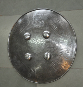 Vintage Iron Round Islamic Engraved Work Handcrafted Warrior Shield
