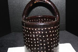 Cheese Strainer Crock Brown Pottery