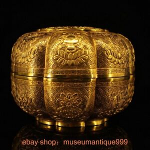 5 4 Tibetan Copper Gilt 8 Auspicious Symbol Jewel Casket Jewellery Box