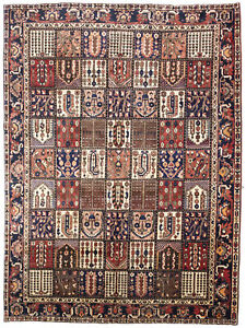 Floral Garden Design Vintage Hand Knotted 9x12 Oriental Rug Wool Decor Carpet