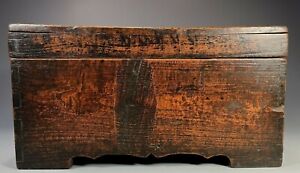 Japan Japanese Wood Box W Curved Apron Legs W Inscribed Tang Poem 18 19th C 