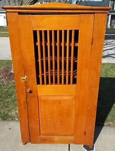 Antique Early Primitive Jailhouse Cupboard Jelly Cabinet Pegged Farmhouse 1800s 