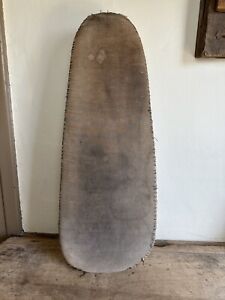 Rare Antique Table Top Iron Ironing Board Covered Early Fabric Hand Stitched