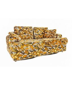 Milo Baughman Jack Lenor Larsen Style Mid Century Upholstered Sofa Loveseat