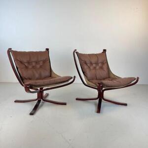 Danish Pair Of Falcon Chairs Sigurd Resell Ressell 60s 70s Midcentury Brown 4114