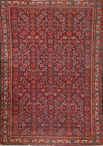 Pre 1900 Antique Rug 4x7 Ft Geometric Senneh Handmade Wool Carpet