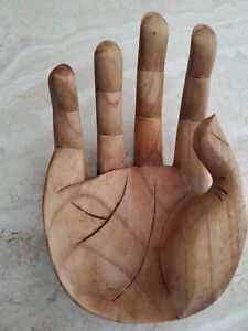 Vintage Hand Carved Wooden Hand Fingers Decor Large 14 Inch Rare