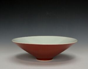 Rare Chinese Late Qing Royal Kitchen Jihong Red Monochrome Glazed Porcelain Bowl