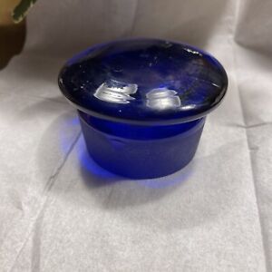 Big Vintage Cobalt Pharmacy Apothecary Glass Jar Stopper Only 4 X2 X 3 