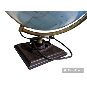 George F Cram Illuminated World Globe On Wooden Base