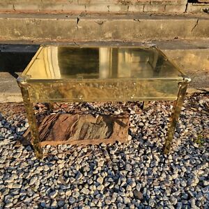 Vintage Hollywood Regency Brass Side Table Trunk Lid Style Rare Estate Find