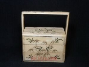 5 Old Chinese Hand Carved Bamboo Inlay Dragonfly Jewelry Box Unique Decoration