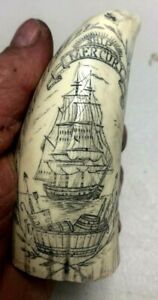 Scrimshaw Sperm Whale Resin Reproduction Tooth Mercury 